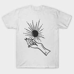 Cosmic Crystal Ball Hand Black T-Shirt